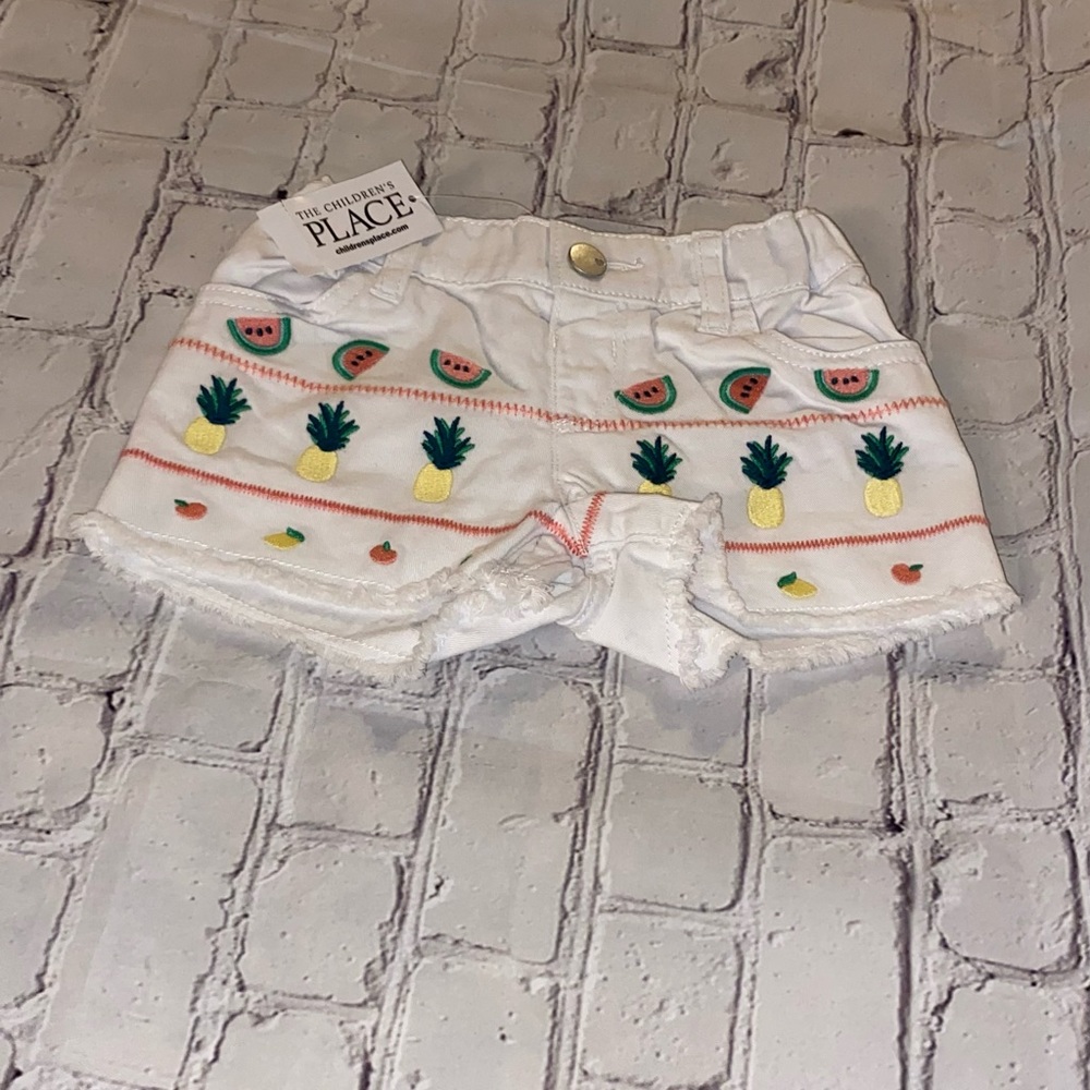 NWT fruit logo white denim short